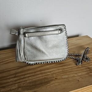Silver Leather Crossbody Bag